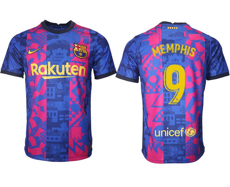 Men 2021-2022 Club Barcelona blue training suit aaa version #9 Soccer Jersey